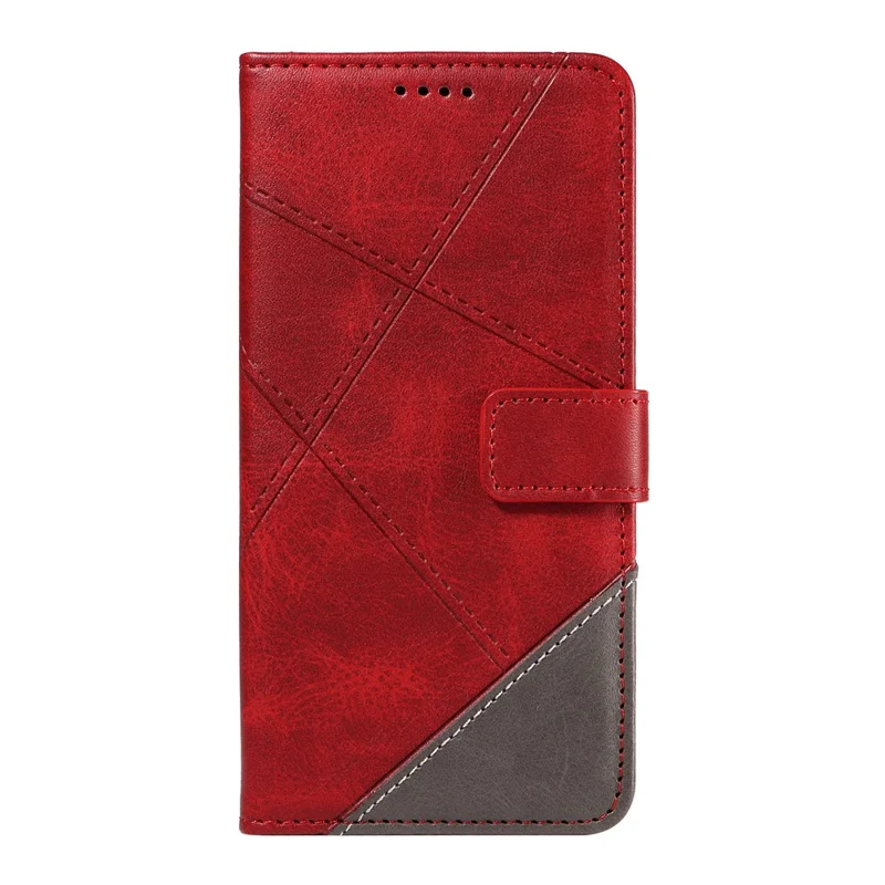 Läder för Samsung Galaxy S25 Ultra Etui Geometriska Linjer Plånbok Med Handlovsrem - Röd