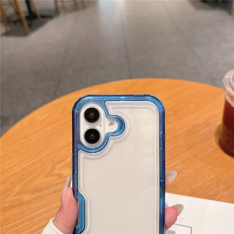 For iPhone 16 Case Detachable 2-in-1 TPU+PC Clear Drop-Proof Phone Cover - Blue