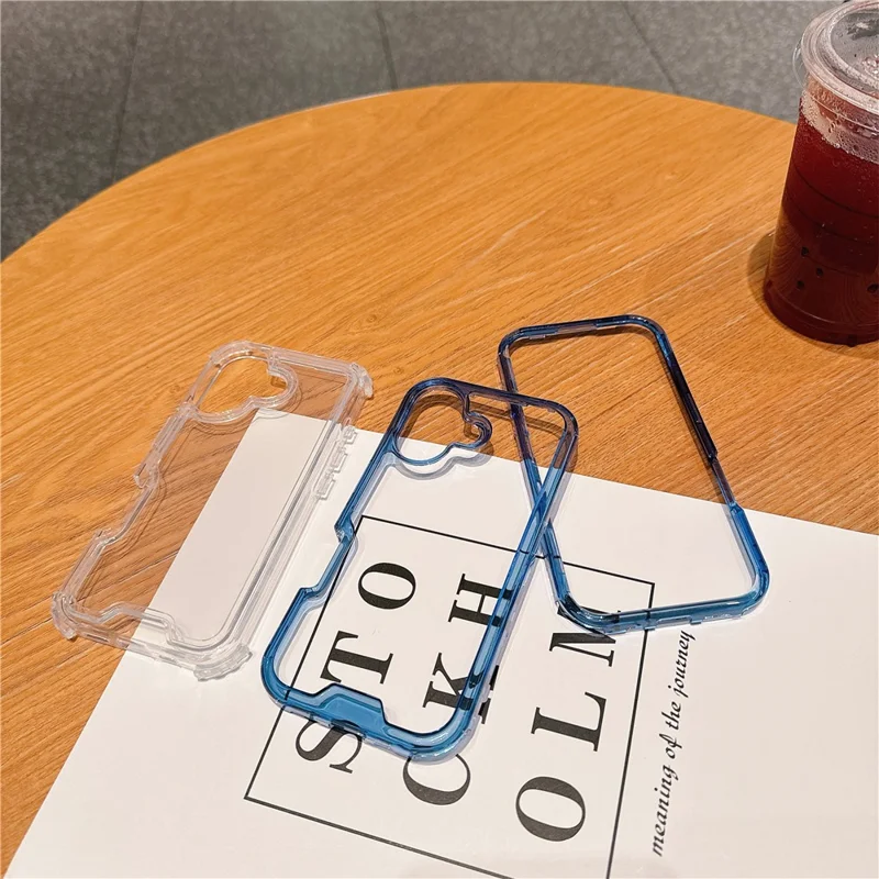 For iPhone 16 Case Detachable 2-in-1 TPU+PC Clear Drop-Proof Phone Cover - Blue