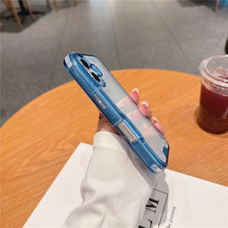 For iPhone 16 Case Detachable 2-in-1 TPU+PC Clear Drop-Proof Phone Cover - Blue