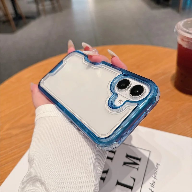 For iPhone 16 Case Detachable 2-in-1 TPU+PC Clear Drop-Proof Phone Cover - Blue