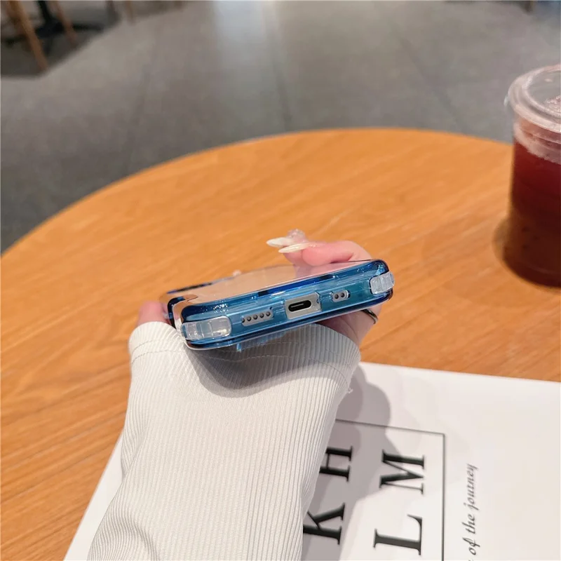 For iPhone 16 Case Detachable 2-in-1 TPU+PC Clear Drop-Proof Phone Cover - Blue