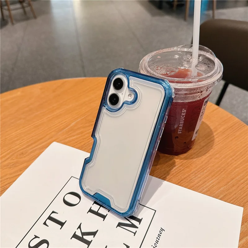 For iPhone 16 Case Detachable 2-in-1 TPU+PC Clear Drop-Proof Phone Cover - Blue
