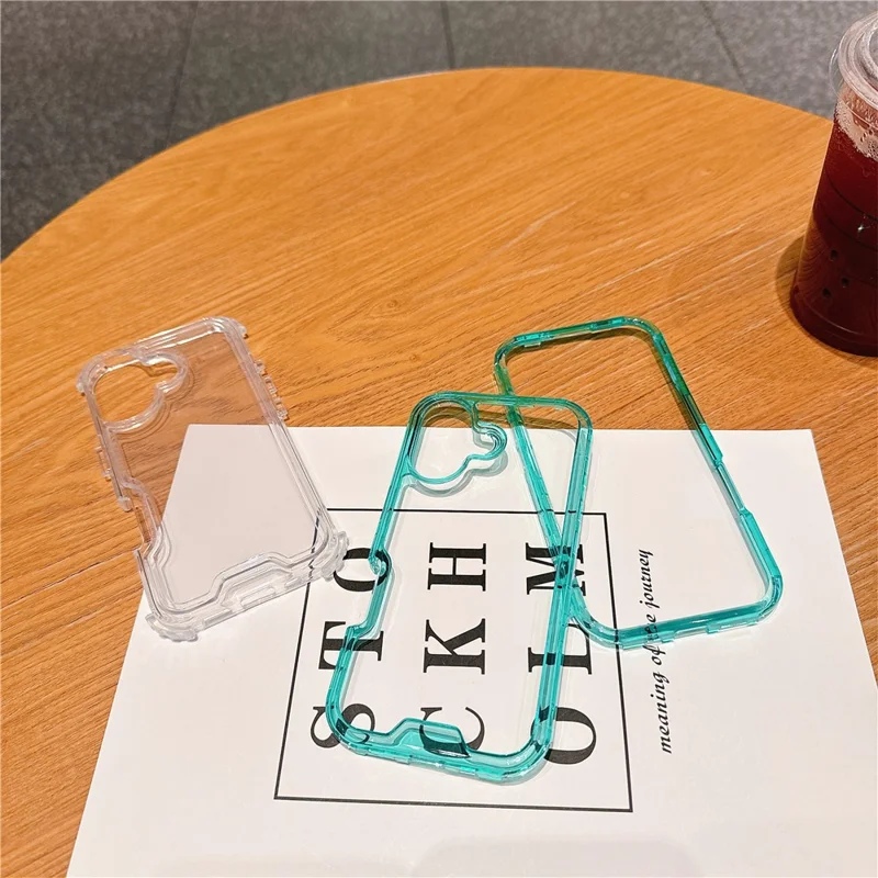 Voor iPhone 16 Plus hoesje, afneembare 2-in-1 TPU+PC transparante valbestendige telefoonhoes - Muntgroen