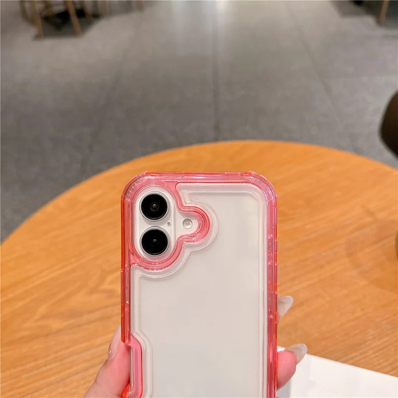 For iPhone 16 Plus Case Detachable 2-in-1 TPU+PC Clear Drop-Proof Phone Cover - Watermelon Red