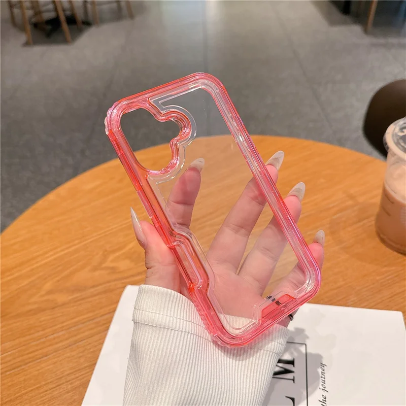 For iPhone 16 Plus Case Detachable 2-in-1 TPU+PC Clear Drop-Proof Phone Cover - Watermelon Red