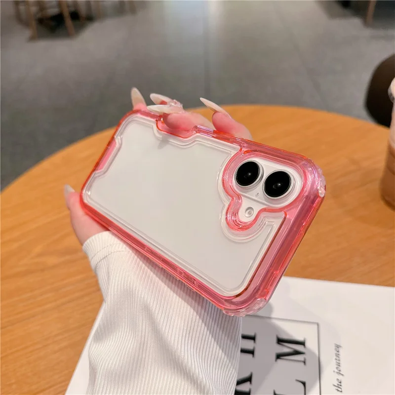 For iPhone 16 Plus Case Detachable 2-in-1 TPU+PC Clear Drop-Proof Phone Cover - Watermelon Red