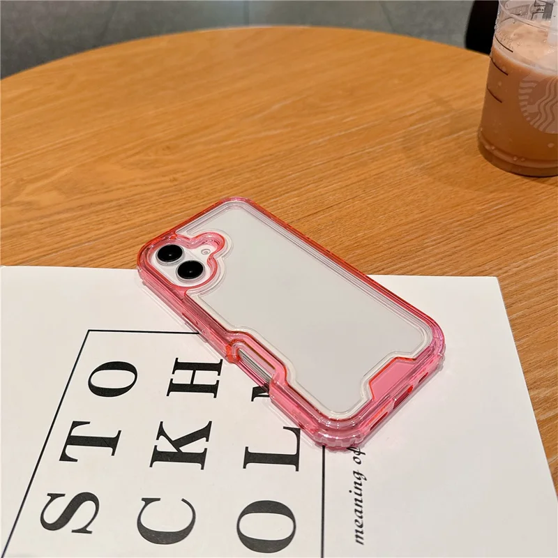 For iPhone 16 Plus Case Detachable 2-in-1 TPU+PC Clear Drop-Proof Phone Cover - Watermelon Red