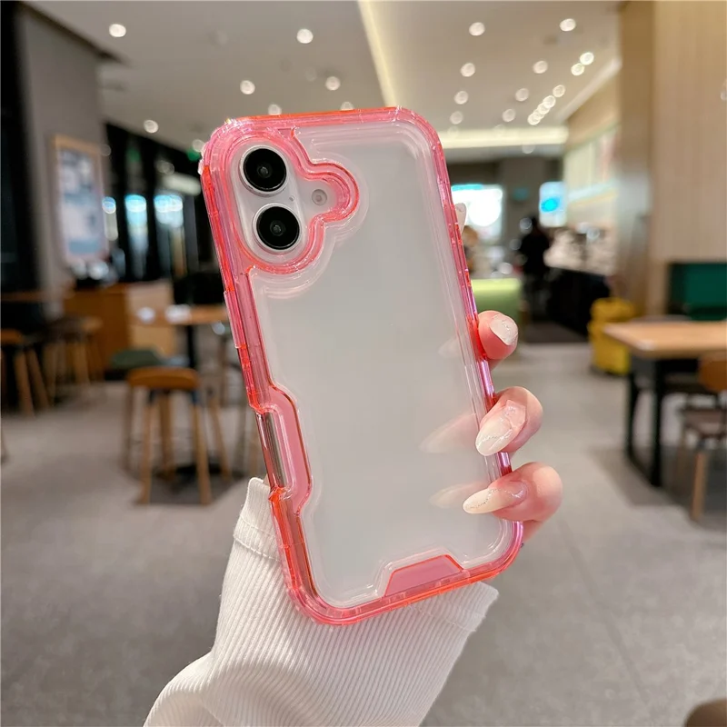 For iPhone 16 Plus Case Detachable 2-in-1 TPU+PC Clear Drop-Proof Phone Cover - Watermelon Red