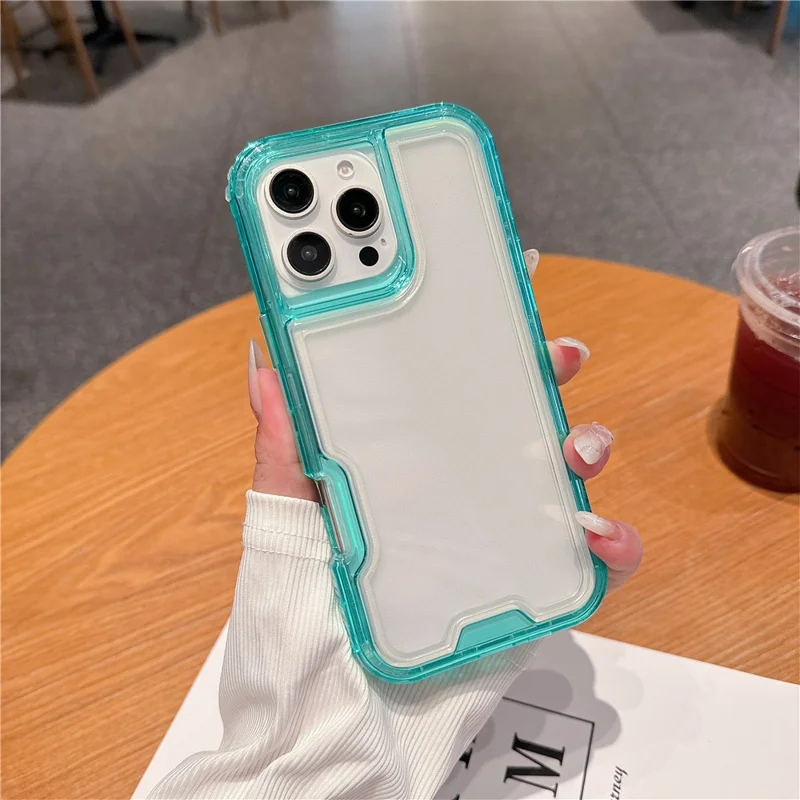 For iPhone 16 Pro Max Case Detachable 2-in-1 TPU+PC Clear Drop-Proof Phone Cover - Mint Green