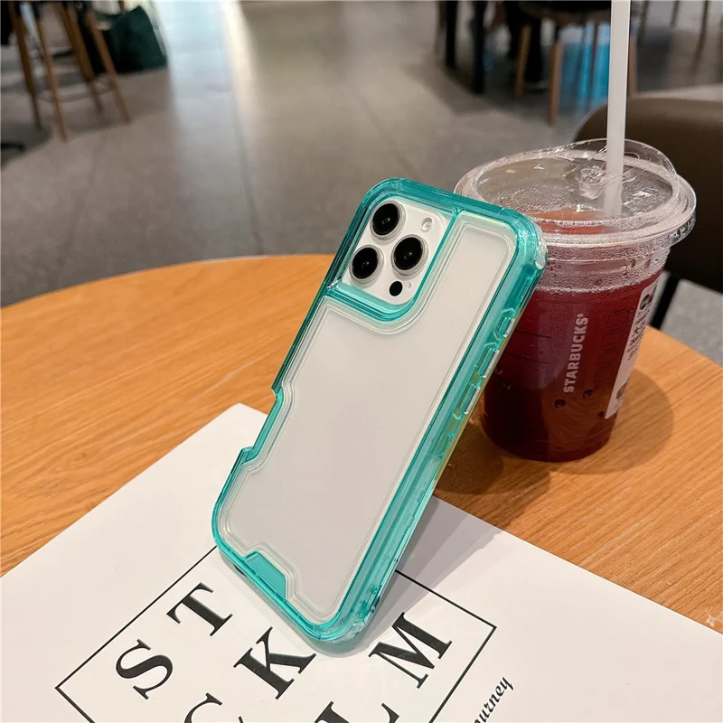 For iPhone 16 Pro Max Case Detachable 2-in-1 TPU+PC Clear Drop-Proof Phone Cover - Mint Green