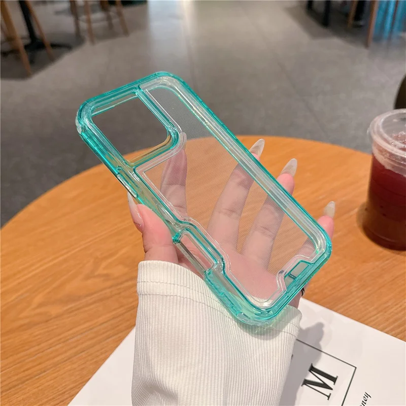 For iPhone 16 Pro Max Case Detachable 2-in-1 TPU+PC Clear Drop-Proof Phone Cover - Mint Green
