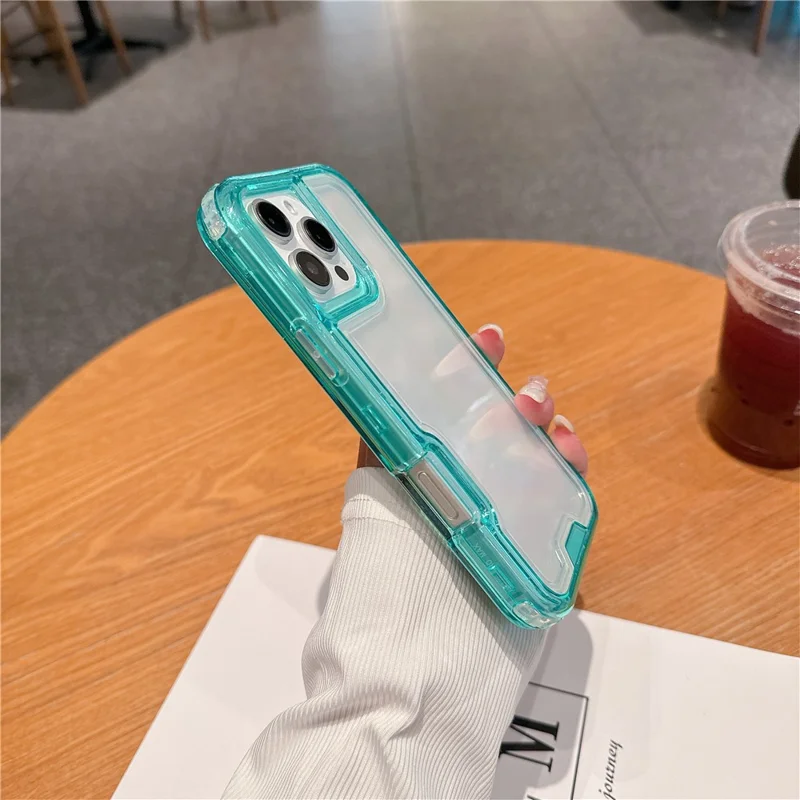 For iPhone 16 Pro Max Case Detachable 2-in-1 TPU+PC Clear Drop-Proof Phone Cover - Mint Green