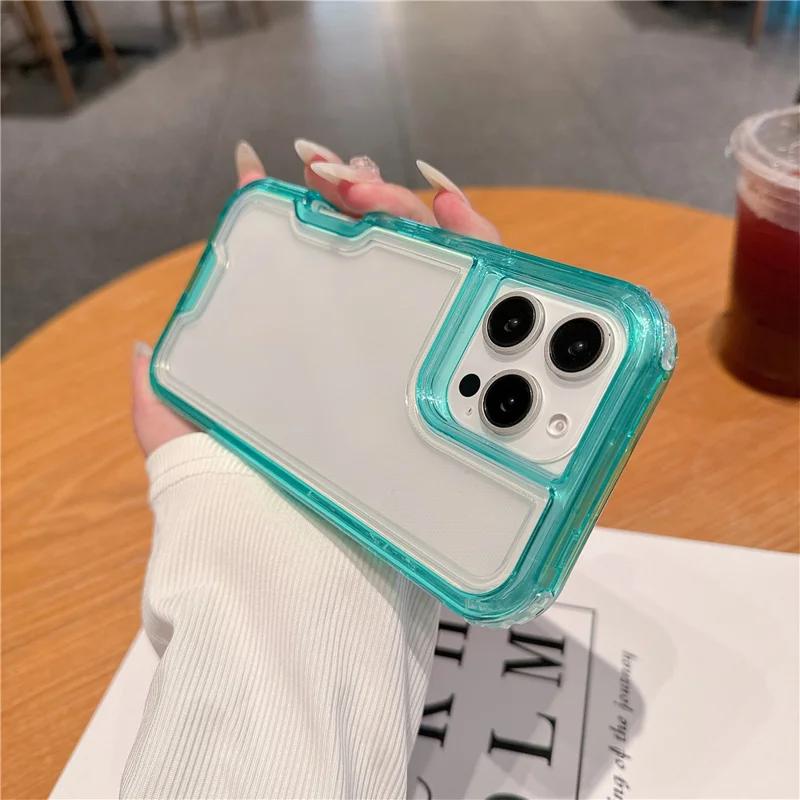 For iPhone 16 Pro Max Case Detachable 2-in-1 TPU+PC Clear Drop-Proof Phone Cover - Mint Green