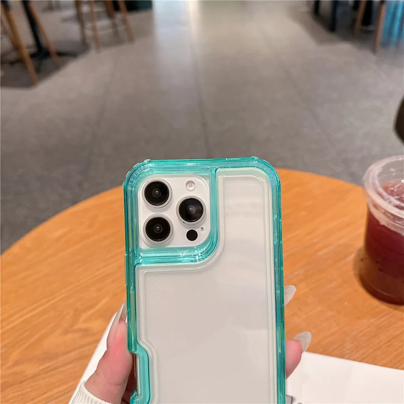 For iPhone 16 Pro Max Case Detachable 2-in-1 TPU+PC Clear Drop-Proof Phone Cover - Mint Green