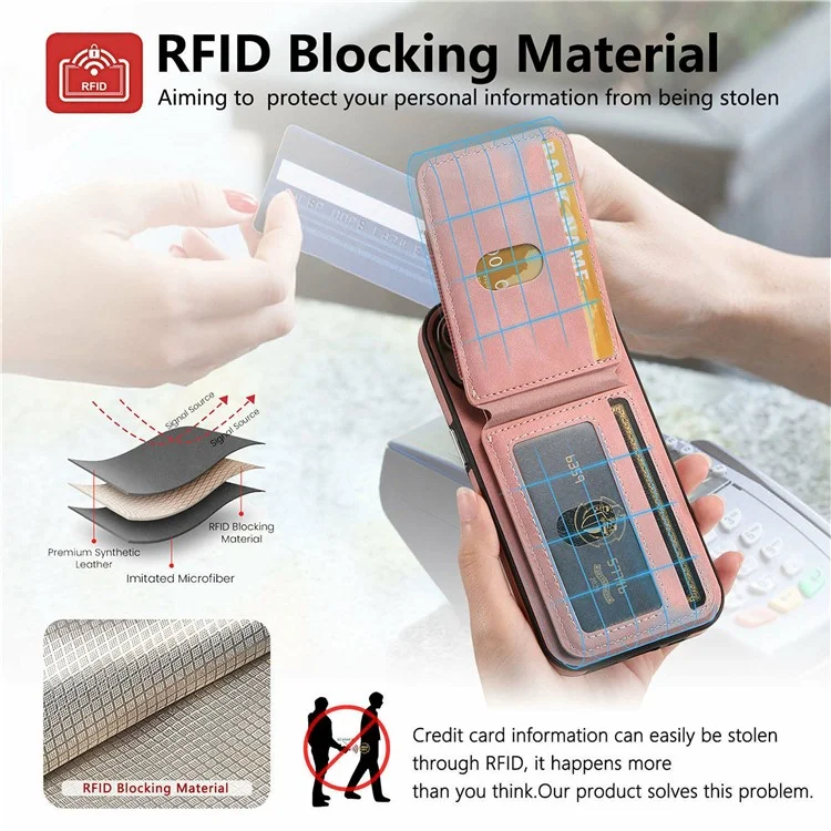 For iPhone 16 Case Skin-Touch Texture Vertical Flip Card Holder Phone Cover with Ring Holder Kickstand - Pink