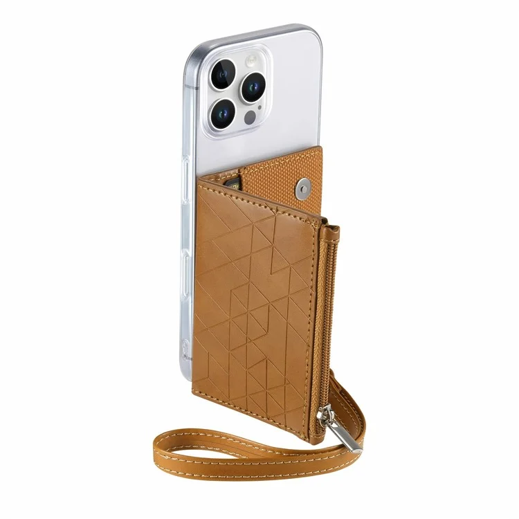 Funda transparente a prueba de golpes de TPU con soporte y cartera para iPhone 16 Pro Max - Marrón