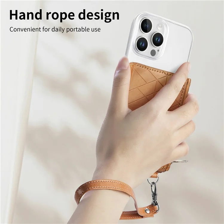 Funda transparente a prueba de golpes de TPU con soporte y cartera para iPhone 16 Pro Max - Marrón