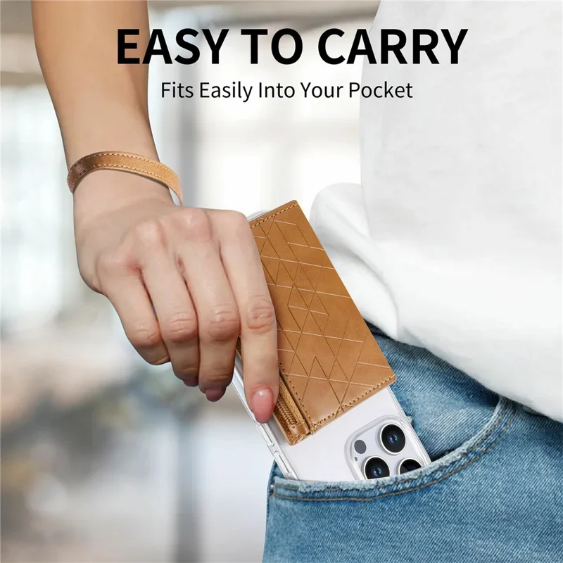 For iPhone 16 Pro Clear Case Shockproof TPU Phone Cover with Kickstand Wallet - Brown