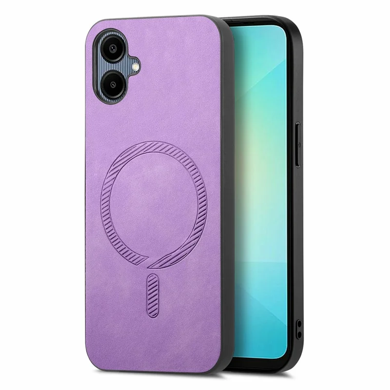 For Samsung Galaxy A06 4G Leather Back Magnetic Case Skin-Touch Phone Cover - Purple