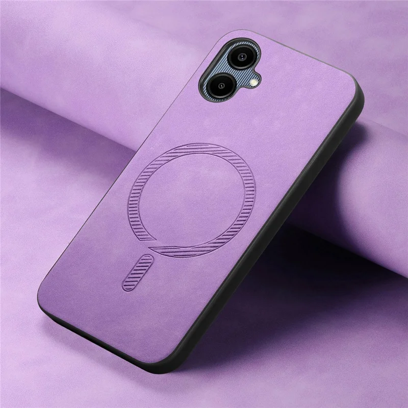 For Samsung Galaxy A06 4G Leather Back Magnetic Case Skin-Touch Phone Cover - Purple