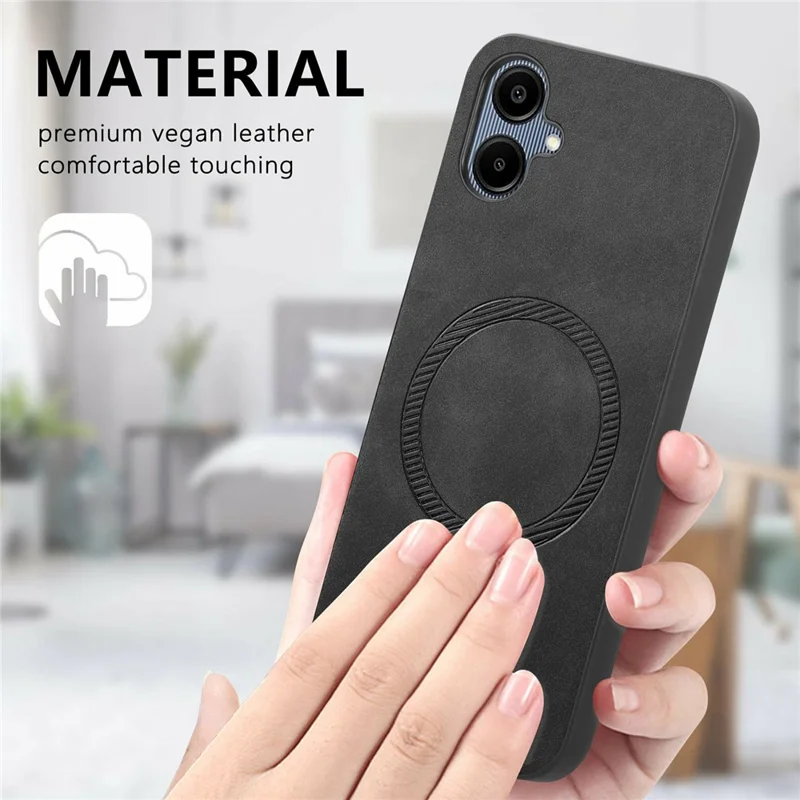 For Samsung Galaxy A06 4G Leather Back Magnetic Case Skin-Touch Phone Cover - Purple