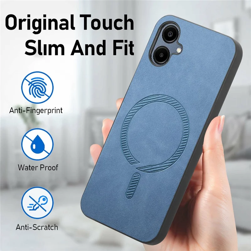 For Samsung Galaxy A06 4G Leather Back Magnetic Case Skin-Touch Phone Cover - Purple