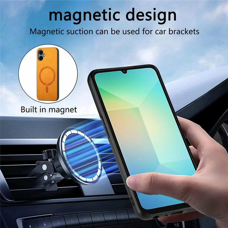 For Samsung Galaxy A06 4G Leather Back Magnetic Case Skin-Touch Phone Cover - Purple