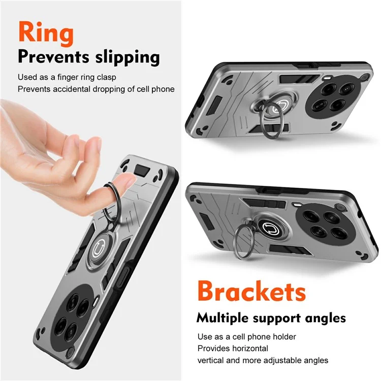 Für TECNO Camon 30 4G Hülle Schiebe Camshield Kickstand PC+TPU Handyhülle - Grau