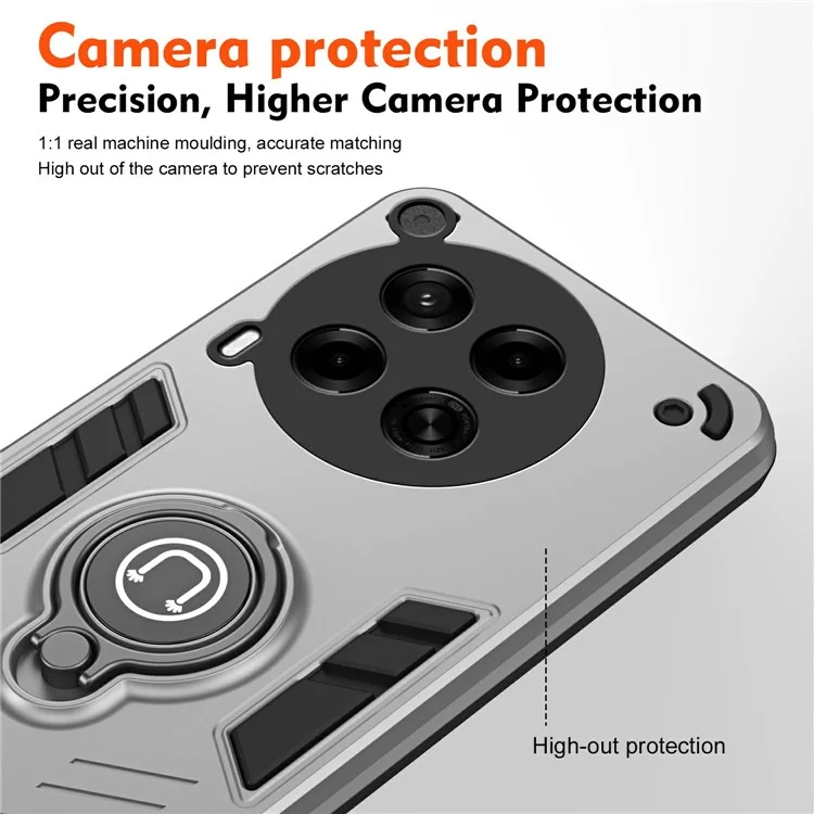 Für TECNO Camon 30 4G Hülle Schiebe Camshield Kickstand PC+TPU Handyhülle - Grau