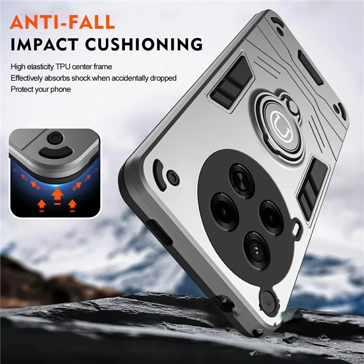 Für TECNO Camon 30 4G Hülle Schiebe Camshield Kickstand PC+TPU Handyhülle - Grau
