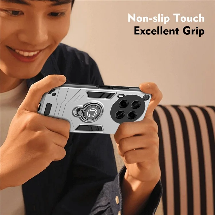 Für TECNO Camon 30 4G Hülle Schiebe Camshield Kickstand PC+TPU Handyhülle - Grau