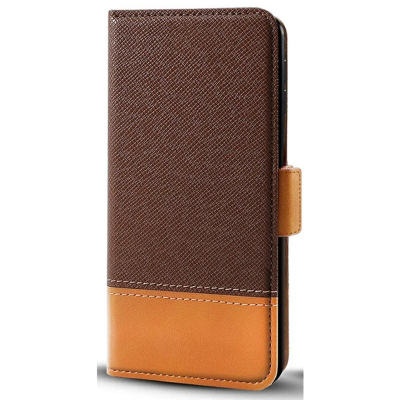 For Xiaomi Redmi Note 14 Pro 5G / Poco X7 5G Case Color Splicing PU Leather Wallet Phone Cover - Brown