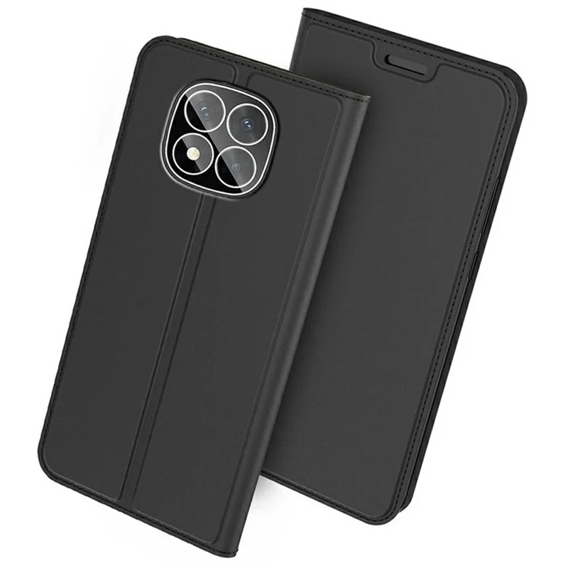 For Xiaomi Redmi Note 14 Pro 5G / Poco X7 5G Case PU Leather Phone Cover with Card Holder Stand Magnetic Closure - Black