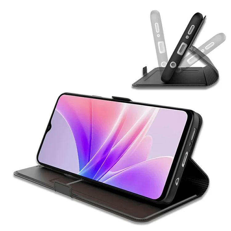 Per Xiaomi Redmi Note 14 Pro 5G Custodia antiurto TPU interno guscio in pelle Cover per telefono con slot per schede - Nero