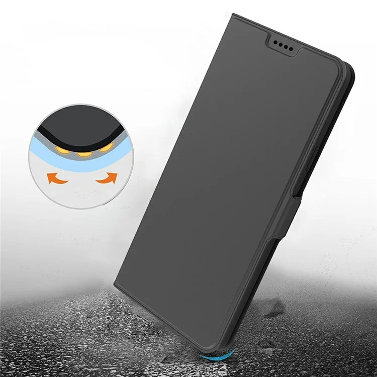 Per Xiaomi Redmi Note 14 Pro 5G Custodia antiurto TPU interno guscio in pelle Cover per telefono con slot per schede - Nero