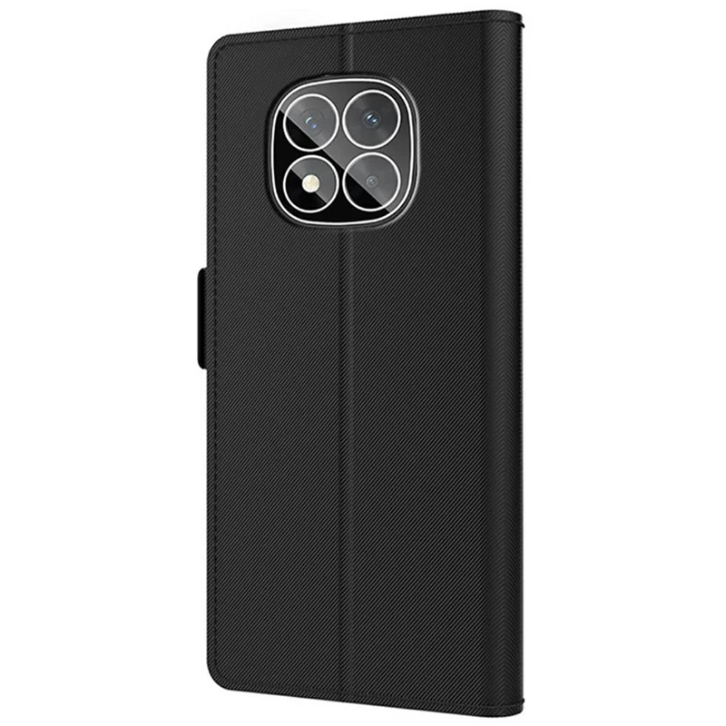 For Xiaomi Redmi Note 14 Pro 5G / Poco X7 5G Case Stand PU Leather Phone Cover Card Holder Mirror - Black