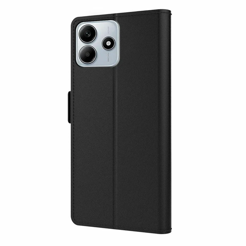 For Xiaomi Redmi Note 14 5G Case Stand PU Leather Phone Cover Card Holder Mirror - Black