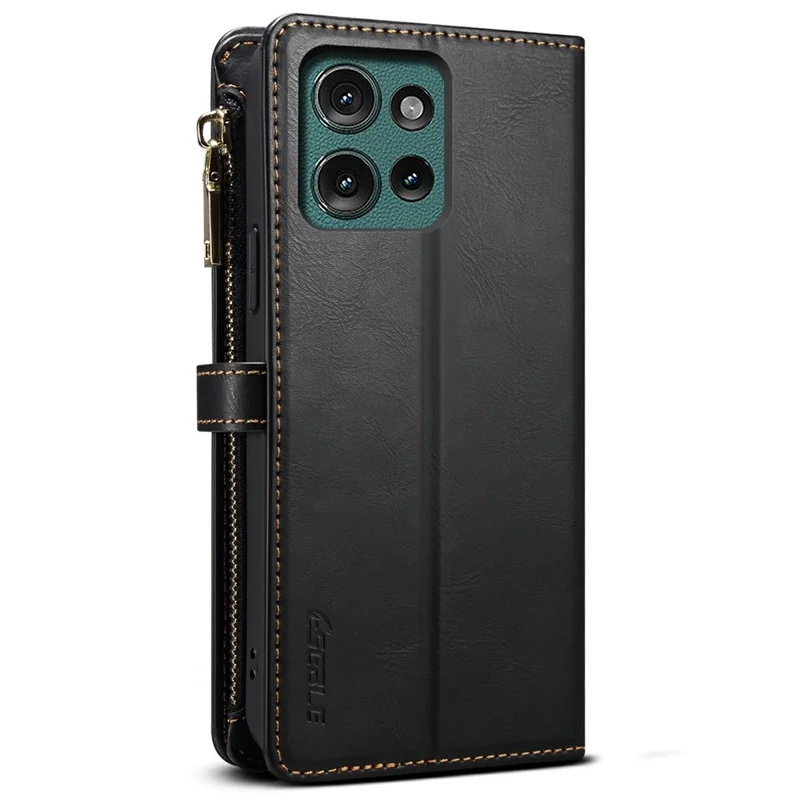 ESEBLE Galaxy Series For Motorola Moto G75 5G Case Leather Zipper Phone Cover RFID Blocking - Black