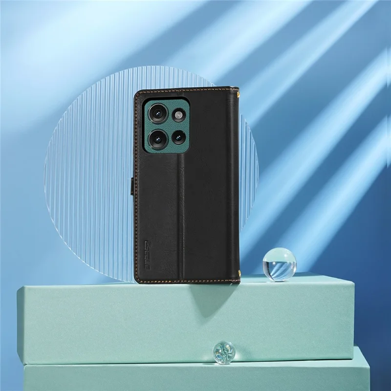 ESEBLE Galaxy Series For Motorola Moto G75 5G Case Leather Zipper Phone Cover RFID Blocking - Black