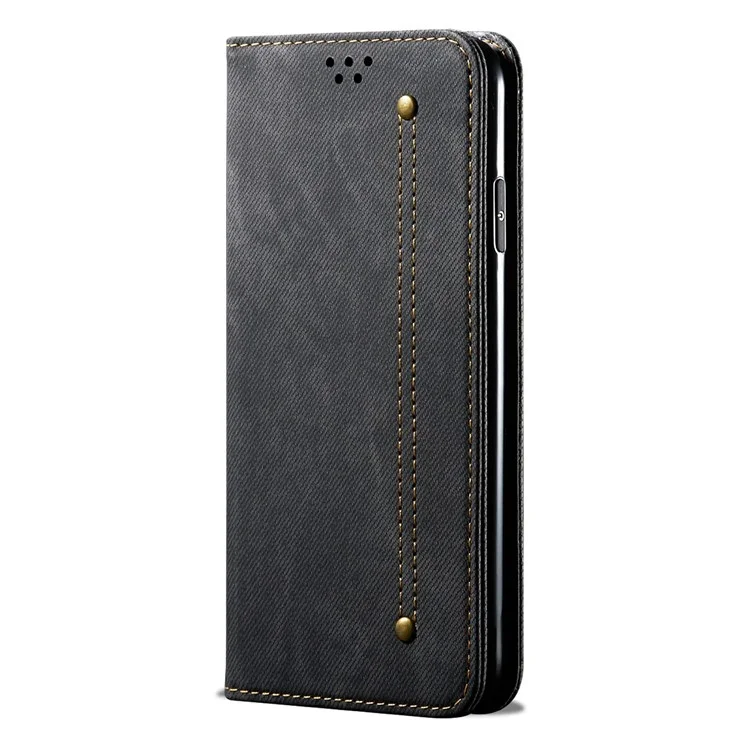 Für Motorola Moto G75 5G Case Jeans Cloth Texture Anti-Scratch Leather Stand Phone Cover - Schwarz