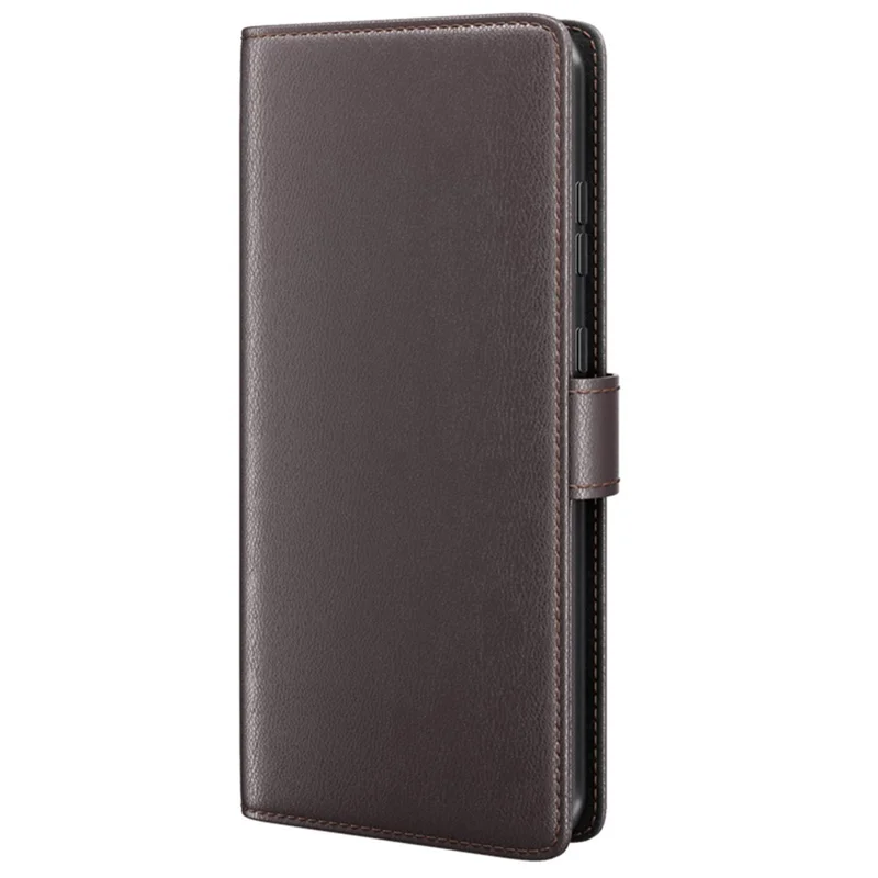 Pour Étui Motorola Moto G35 5G, Véritable Housse de Téléphone en Cuir Fendu Portefeuille avec Fente pour Carte - Marron