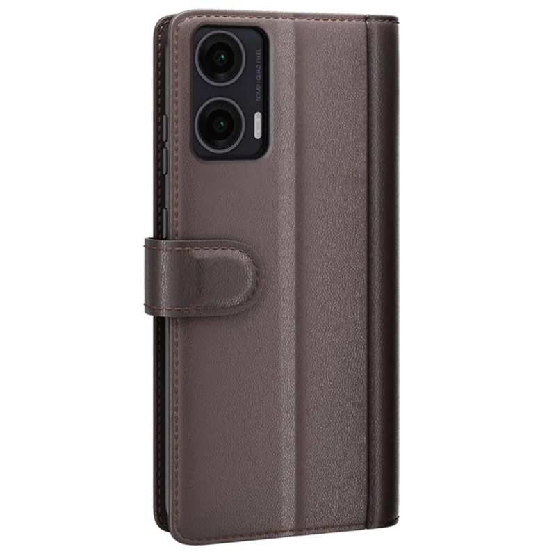 Pour Étui Motorola Moto G35 5G, Véritable Housse de Téléphone en Cuir Fendu Portefeuille avec Fente pour Carte - Marron