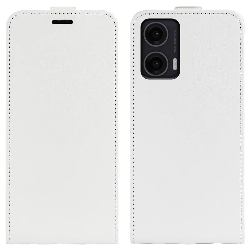 For Motorola Moto G35 5G Case with Card Slots Vertical Flip Leather Phone Cover - White