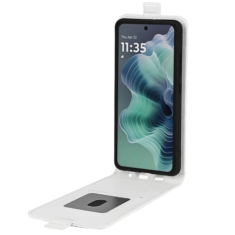 For Motorola Moto G35 5G Case with Card Slots Vertical Flip Leather Phone Cover - White