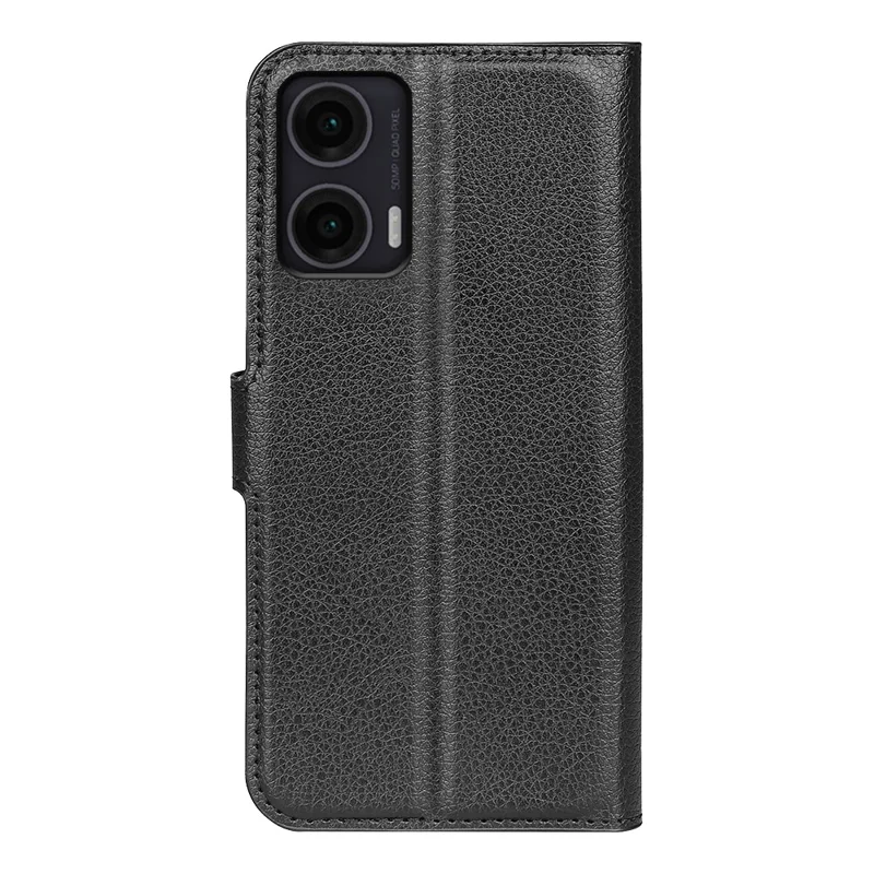 Para Motorola Moto G35 5G Capa Textura de Litchi Resistente a Choques Capa de Carteira de Couro para Telefone - Preto