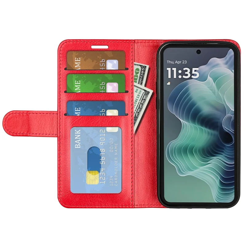 Für Motorola Moto G35 5G Wallet Case Crazy Horse Textur Stand Leder Handyhülle - Rot