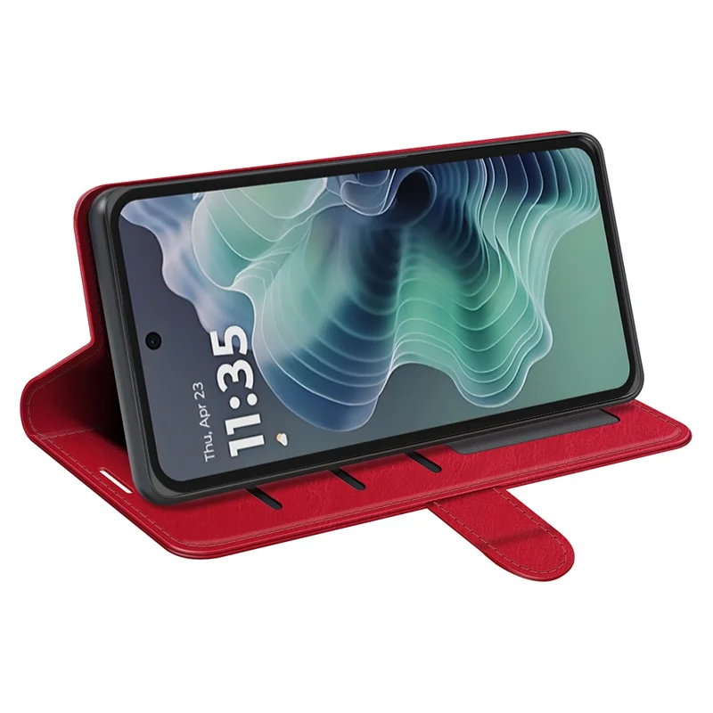 Für Motorola Moto G35 5G Wallet Case Crazy Horse Textur Stand Leder Handyhülle - Rot