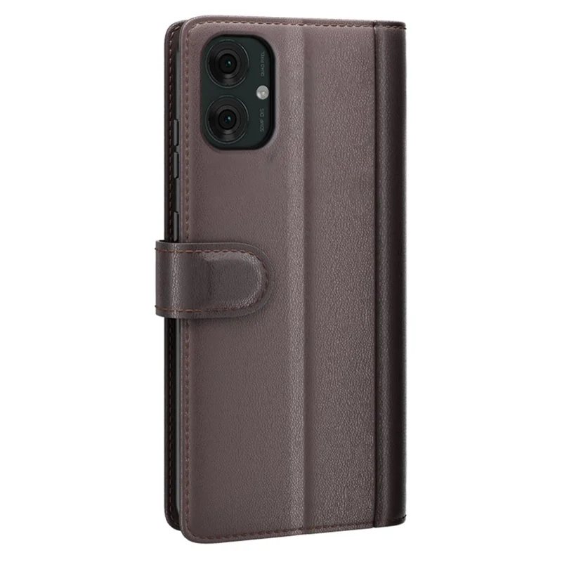 Para Capa de Telefone Motorola Moto G55 5G Genuína Couro Dividido Carteira Com Entrada para Cartões - Marrom