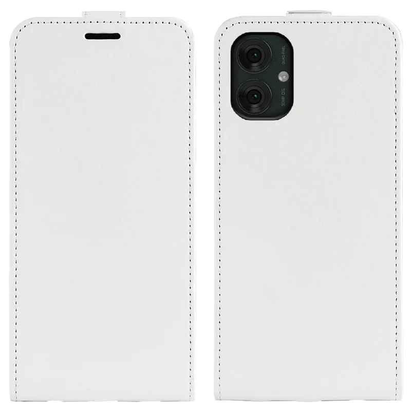 For Motorola Moto G55 5G Case with Card Slots Vertical Flip Leather Phone Cover - White